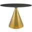 Tupelo 42 Inch Oval Artificial Marble Dining Table In Black and Gold