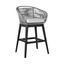 Tutti Frutti Indoor Outdoor Bar Height Bar Stool In Black Brushed Wood with Gray Rope