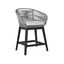 Tutti Frutti Indoor Outdoor Counter Height Bar Stool In Black Brushed Wood with Gray Rope