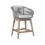 Tutti Frutti Indoor Outdoor Counter Height Bar Stool In Light Eucalyptus Wood with Gray Rope
