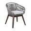 Tutti Frutti Indoor Outdoor Dining Chair In Dark Eucalyptus Wood with Gray Rope and Gray Cushion