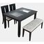 Urban Icon Contemporary 66 Inch Four-Piece Dining Set With Upholstered Chairs and Bench In Black