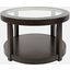 Urban Icon Round Glass Inlay Coffee Table In Merlot