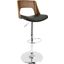 Valencia Mid-Century Modern Adjustable Barstool With Swivel In Walnut And Black Faux Leather