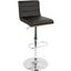 Vasari Mid-Century Modern Adjustable Barstool With Swivel In Walnut And Black Faux Leather