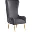 Venetian Gray Tufted Velvet High Back Arm Chair