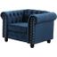 Venice 18 Inch Tufted Transitional Velvet Arm Chair In Blue