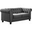 Venice Fabric Upholstered Living Room Loveseat In Klein Charcoal