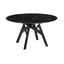Venus 54 Inch Round Mid-Century Modern Black Marble Dining Table with Black Wood Legs