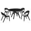 Venus and Polly 5-Piece Black Marble Round Dining Set