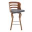 Verne 26 Inch Swivel Gray Faux Leather and Walnut Wood Bar Stool