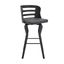 Verne 30 Inch Swivel Gray Faux Leather and Black Wood Bar Stool