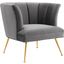 Veronica Channel Tufted Performance Velvet Arm Chair In Gray