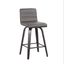 Vienna 26 Inch Counter Height Swivel Gray Faux Leather and Black Wood Bar Stool