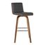 Vienna 26 Inch Counter Height Swivel Gray Faux Leather and Walnut Wood Bar Stool