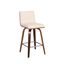Vienna 26 Inch Counter Height Swivel Cream Faux Leather and Walnut Wood Bar Stool