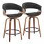 Vintage Mod 26 Inch Fixed Height Counter Stool Set of 2 In Black