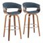 Vintage Mod 30 Inch Fixed Height Barstool Set of 2 In Chrome