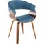 Vintage Mod Mid-Century Modern Dining/Accent Chair In Walnut And Blue Fabric