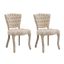 Vintage Tufted Button Fabric Dining Chair Set of 2 In Beige