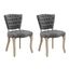 Vintage Tufted Button Fabric Dining Chair Set of 2 In Grey