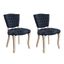 Vintage Tufted Button Fabric Dining Chair Set of 2 In Navy Blue