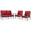 Walbrooke 3 Piece Outdoor Patio Set In Red