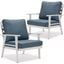 Walbrooke Outdoor Patio Arm Chairs With Cushions Set of 2 In Navy Blue