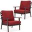 Walbrooke Patio Arm Chair Set of 2 In Red