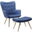 West China Velvet Accent Chair And Ottoman Set In Blue