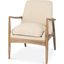 Westan Cream Boucle Fabric With Light Brown Wood Accent Chair