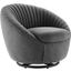 Whirr Tufted Fabric Fabric Swivel Chair In Black Charcoal