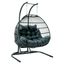Wicker 2 Person Double Folding Hanging Egg Swing Chair In Charcoal