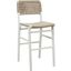 Woven Back Bar Stool With Rush Seat In Matte White Lacquer