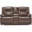 Wurstrow Power Reclining Console Loveseat With Adjustable Headrest In Umber