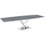 X Base Manual Dining Table With Stainless Base and Gray Top