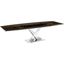X Base Manual Dining Table With Stainless Base and Smoked Top