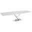 X Base Manual Dining Table With Stainless Base and White Top