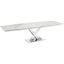 X Base Manual Dining Table With Stainless Base and White Marbled Top