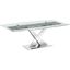 X Base Dining Table With Stainless Base and Clear Top
