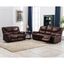Xaviar Contemporary Top Grain Leather Match Upholstered Living Room Set In Brown