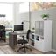 I3 Plus L-Desk With Frosted Glass Door Hutch In Bark Gray and White