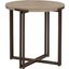 Zander Round End Table With Dual Metal Base In Grey