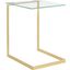 Zenn Contemporary End Table In Gold With Clear Glass