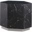 Zhuri Hexagon Faux Marble End Table In Black/Silver