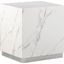 Zhuri Square Faux Marble End Table In White/Silver