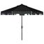 Zimmerman Black and White UV-Resistant 9 Crank Market Auto Tilt Umbrella with Flap
