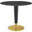 Zinque 36 Inch Artificial Marble Dining Table In Black and Gold