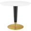 Zinque 36 Inch Dining Table In Gold and White