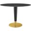 Zinque 42 Inch Oval Artificial Marble Dining Table In Black and Gold